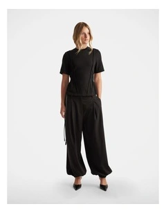 Lucy Seam Detail Tee in Black