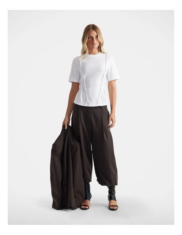 Lucy Seam Detail Tee in White image 1