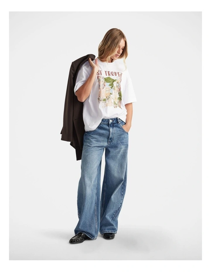 St Tropez Print Tee in White image 1