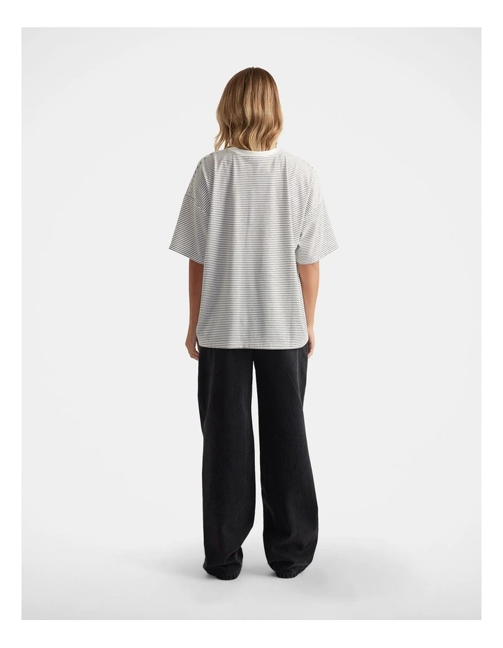 Jordi Oversized Stripe Tee in White image 2