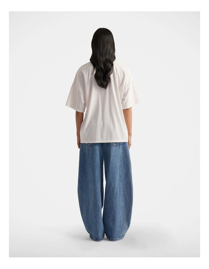 Jordi Oversized Stripe Tee in Pink image 2