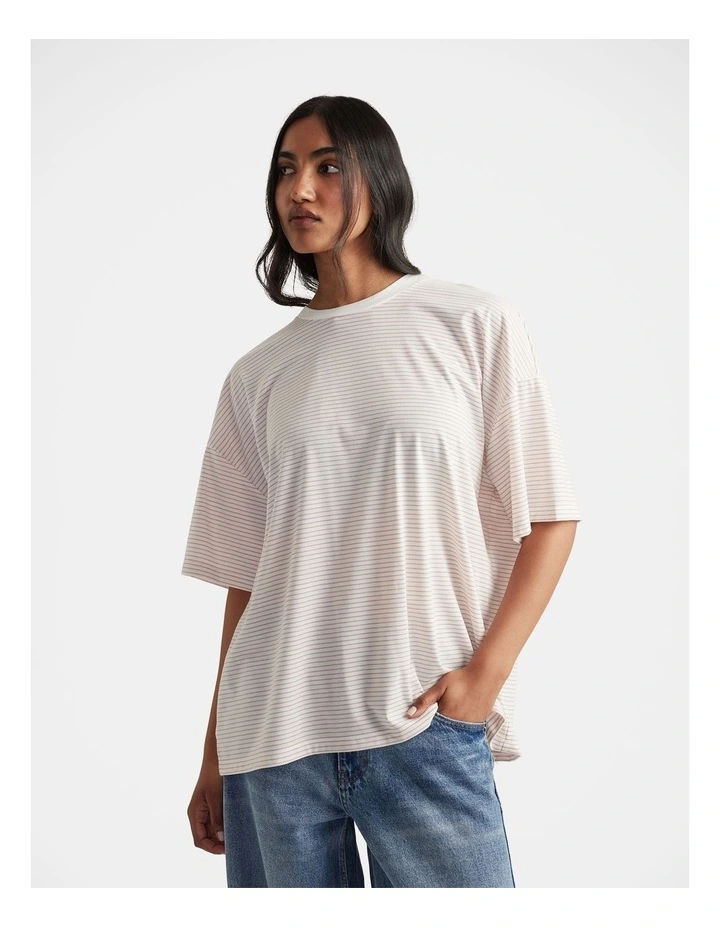 Jordi Oversized Stripe Tee in Pink image 3