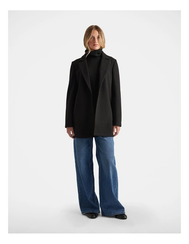Mid Length Felt Coat in Black image 1