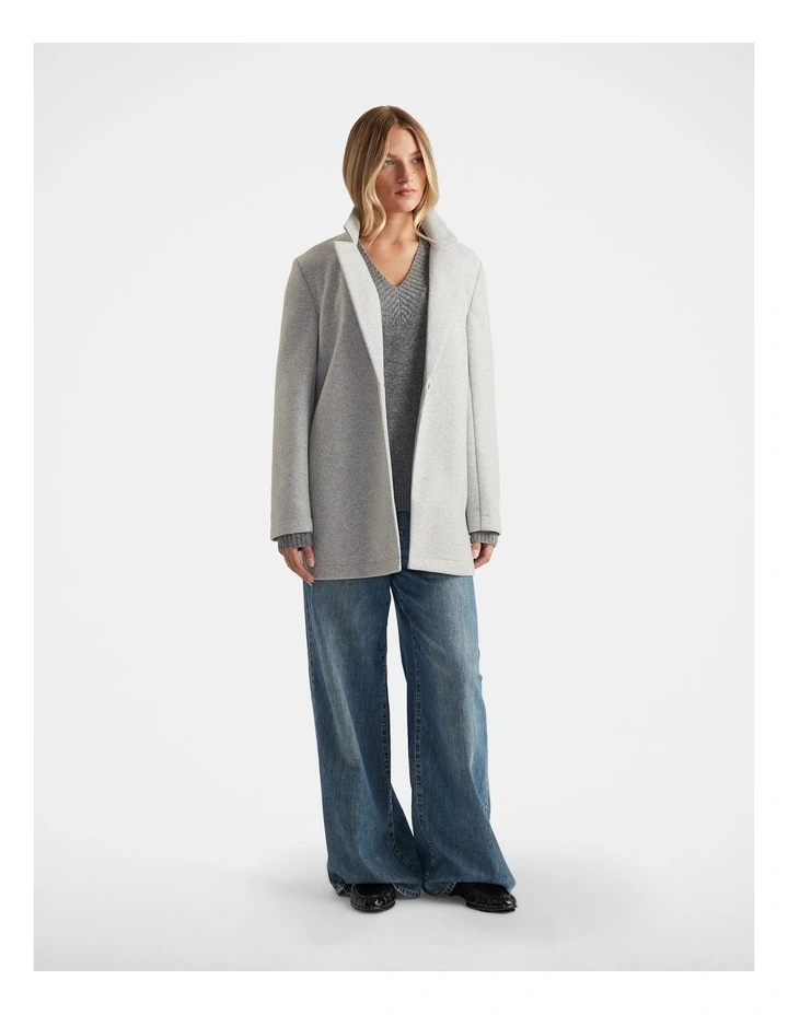 Mid Length Felt Coat in Grey image 1