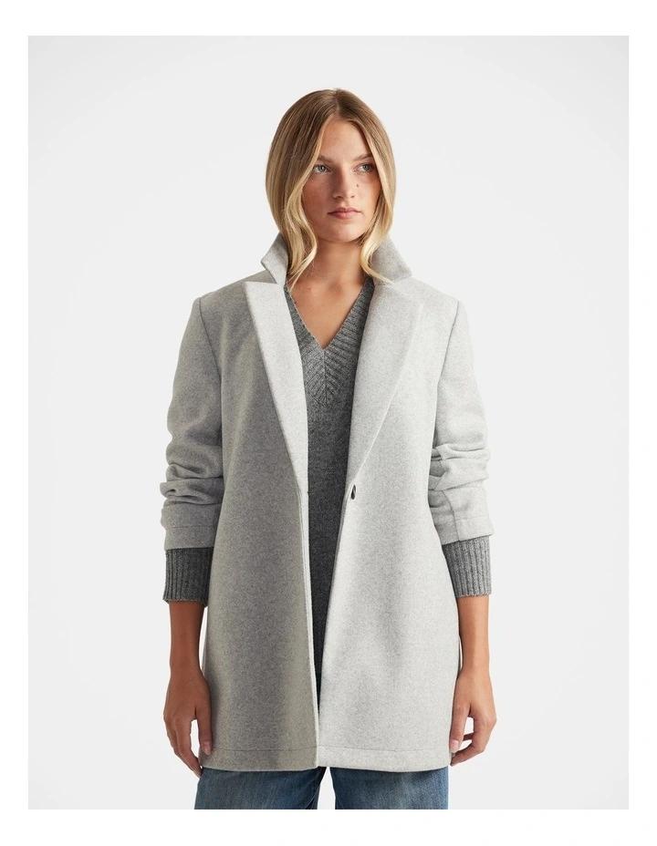 Mid Length Felt Coat in Grey image 3