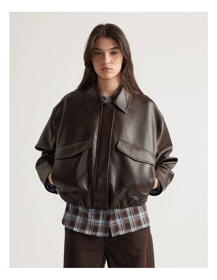 Reece Bomber Jacket in Brown image 3