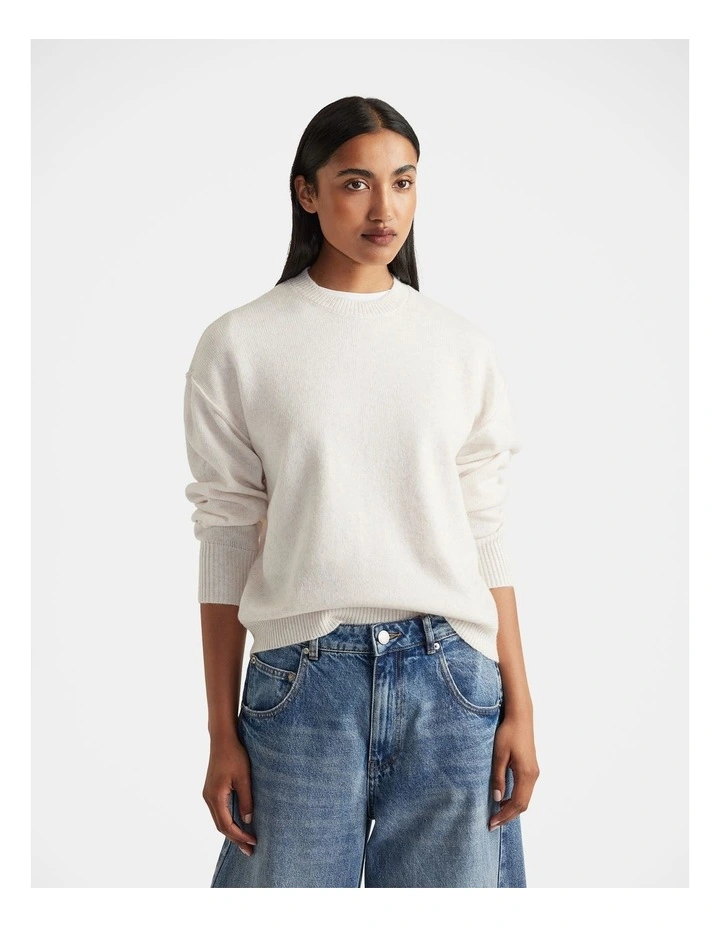 Crew Neck Knit Jumper in Neutral image 3