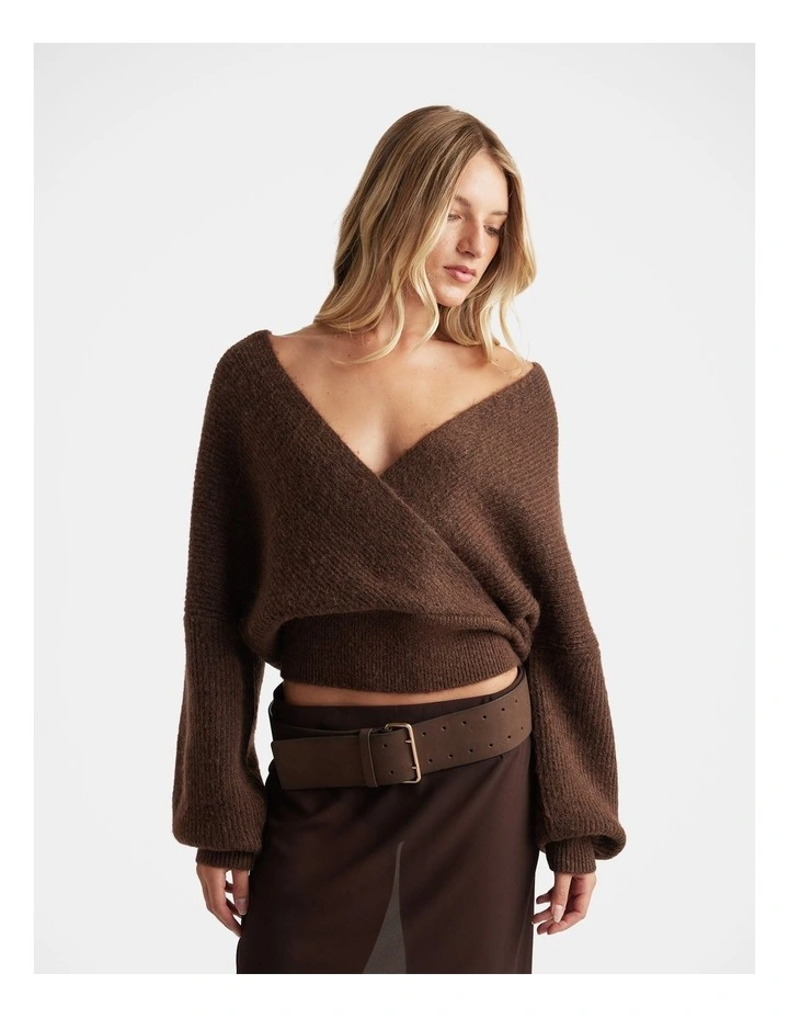 Harper Crossover Jumper in Brown image 3
