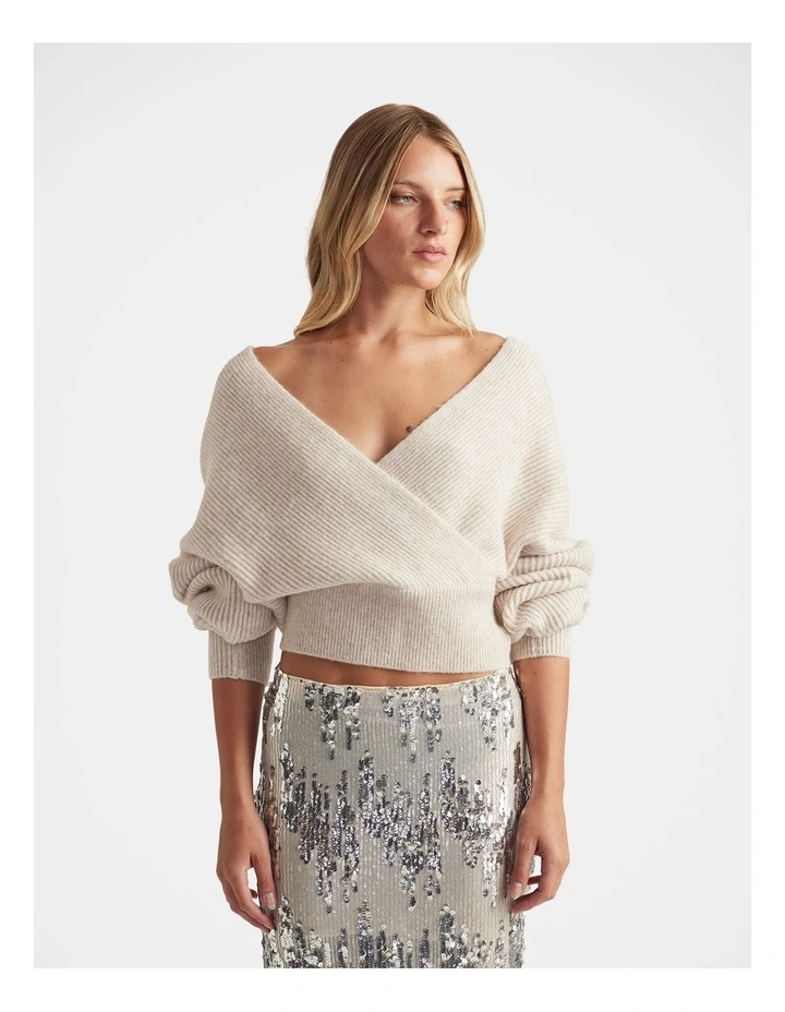 Harper Crossover Jumper in Beige image 3