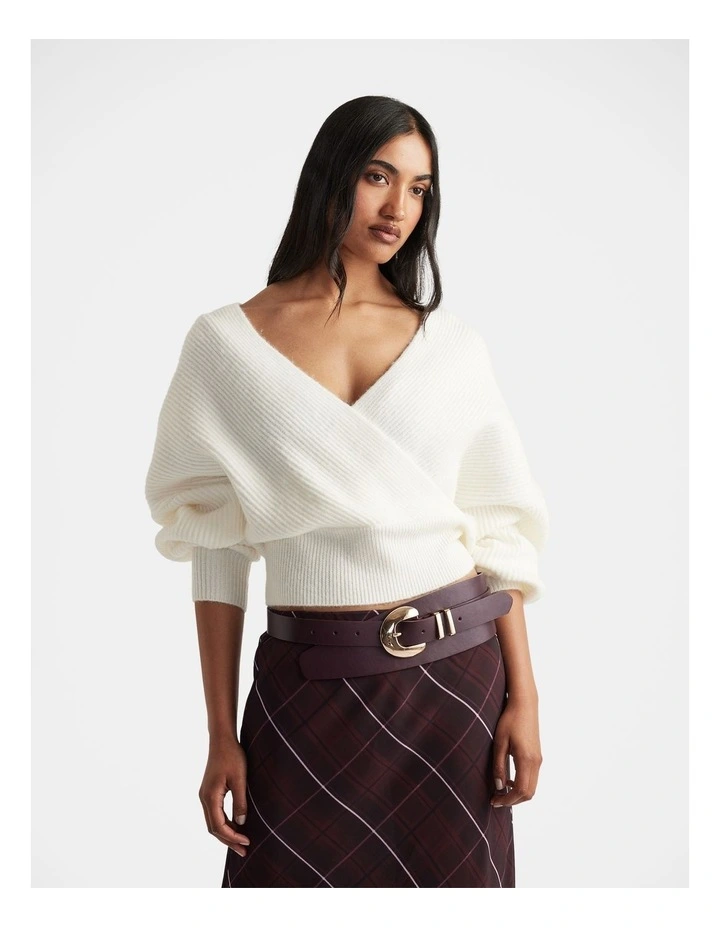 Harper Crossover Jumper in White image 3