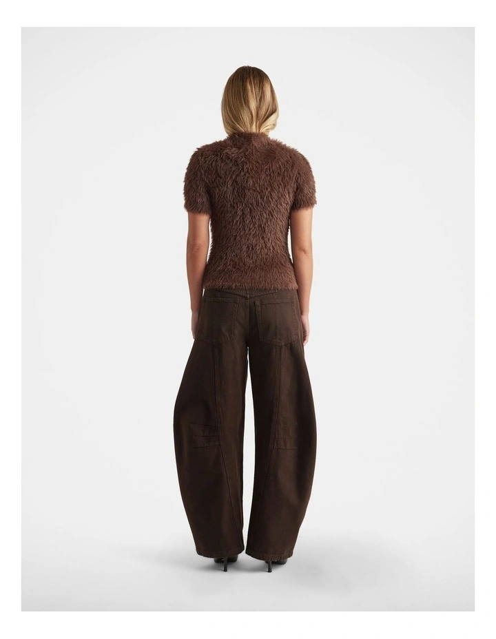 Kaia Cropped Fluffy Tee in Brown image 2