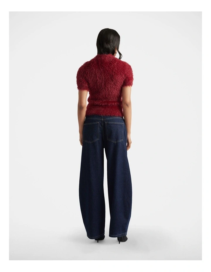 Kaia Cropped Fluffy Tee in Red image 2