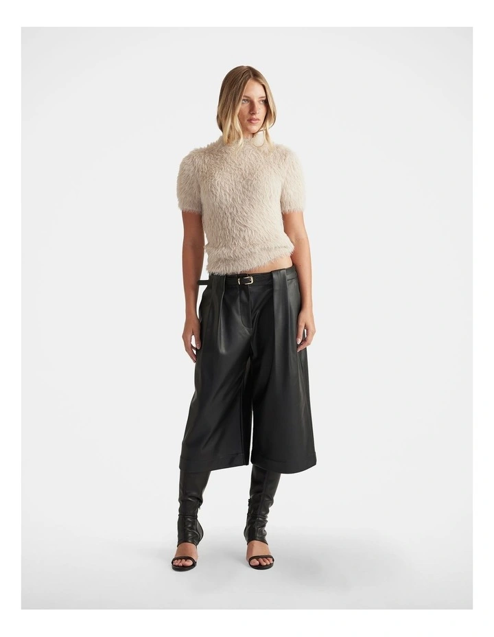 Kaia Cropped Fluffy Tee in Beige image 1