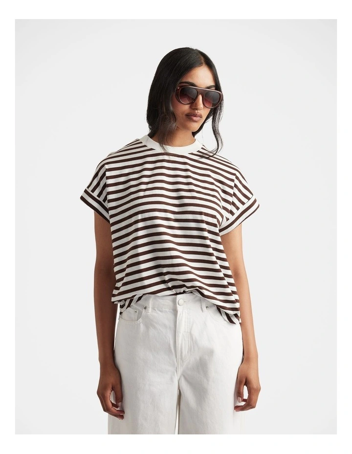 Chloe Crew Tee in Brown image 3