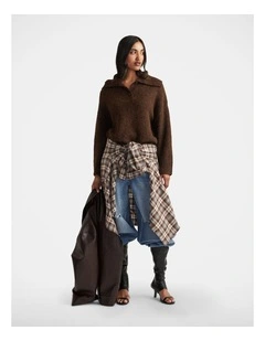 Riley Knit Polo in Brown