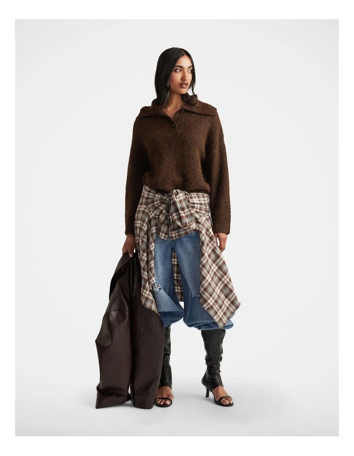 Riley Knit Polo in Brown image 1