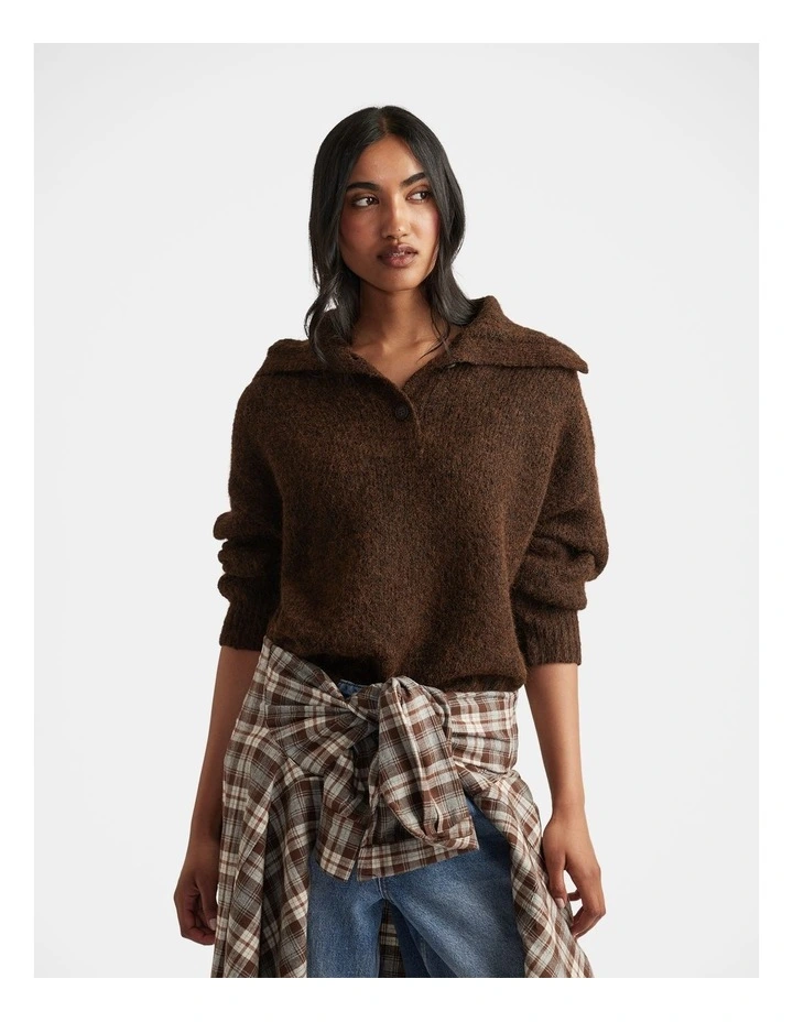 Riley Knit Polo in Brown image 3