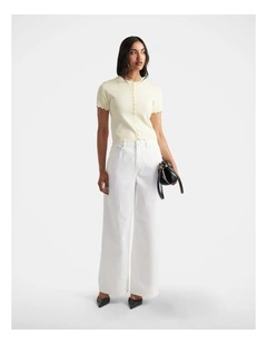 Maya Scallop Trim Button Top