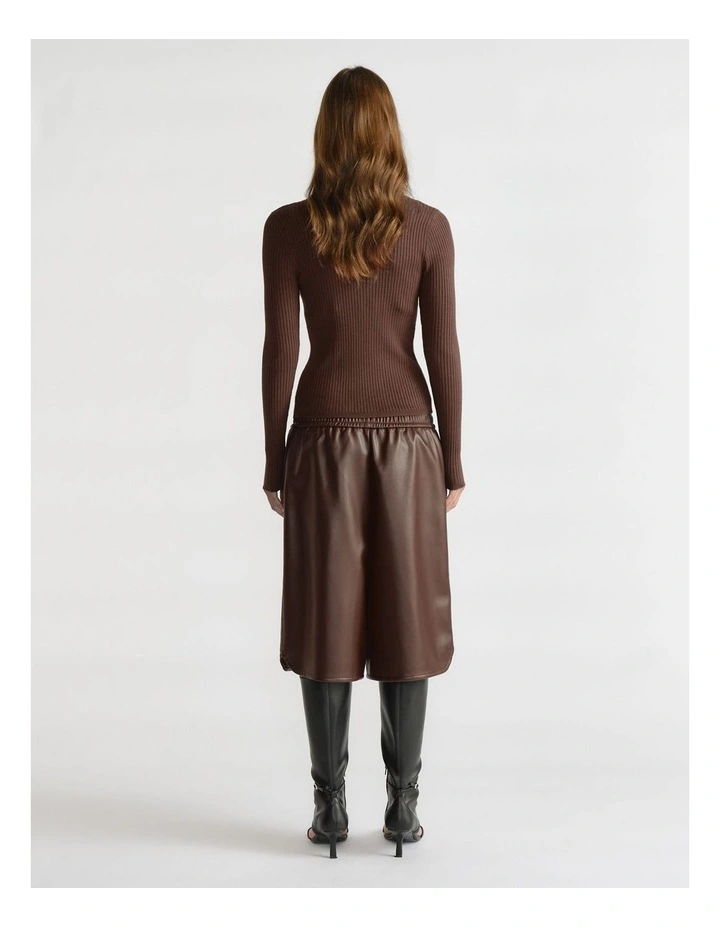 D-Luxe Knit Zip Long Sleeve Cardigan in Brown image 2