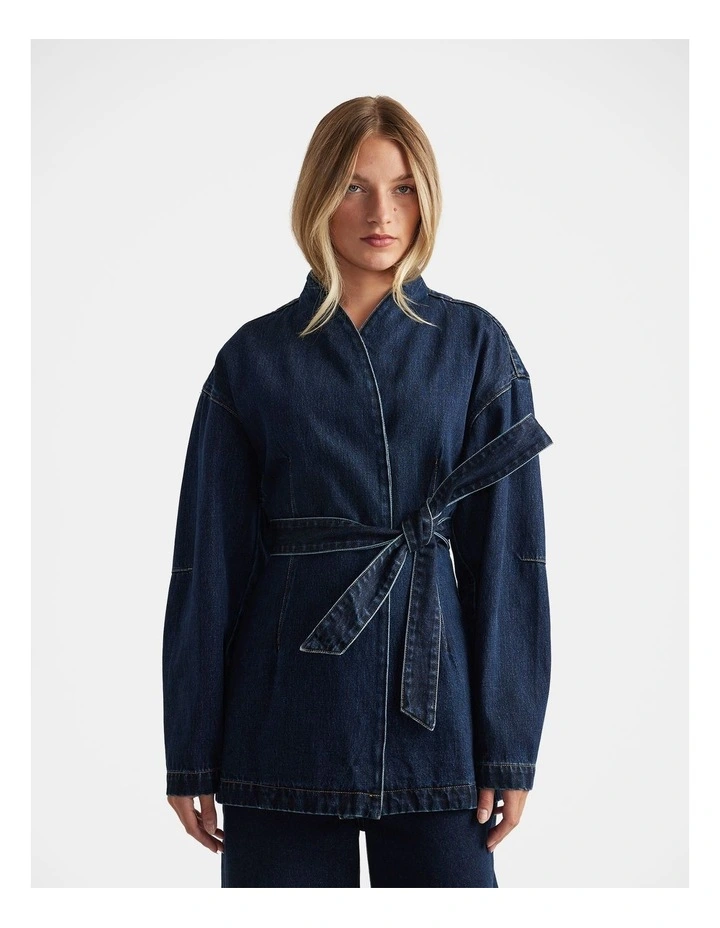 Kylie Cocoon Sleeve Jacket in Blue image 3