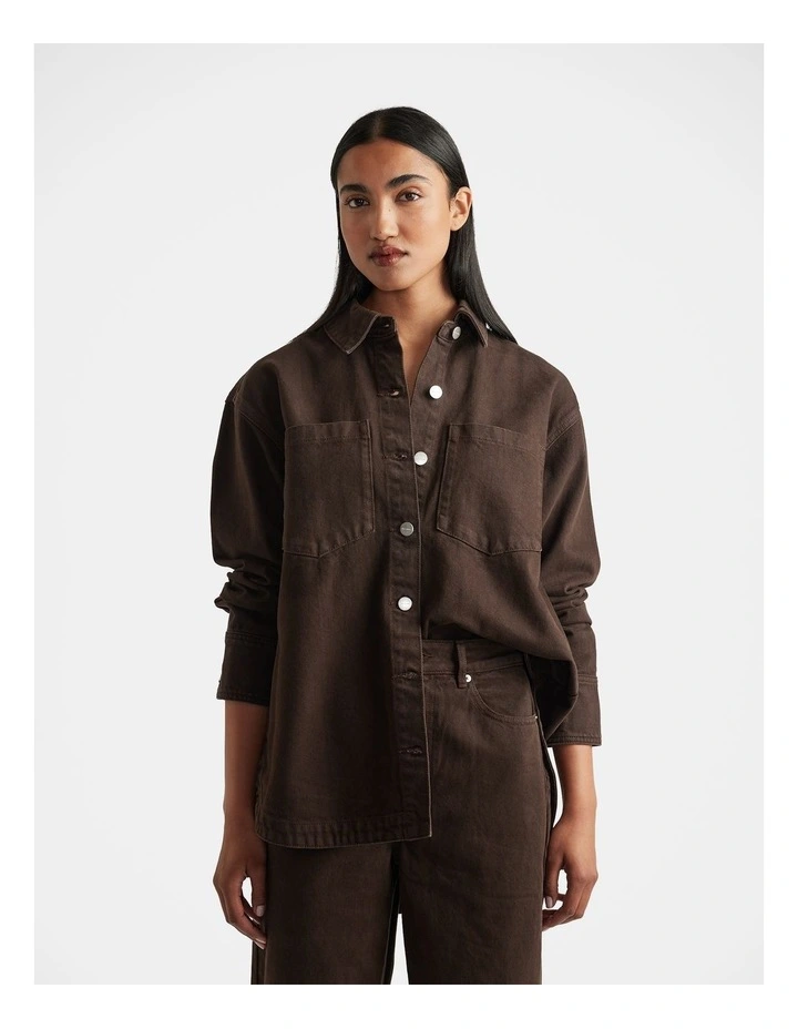 Ariana Denim Shirt in Brown image 3