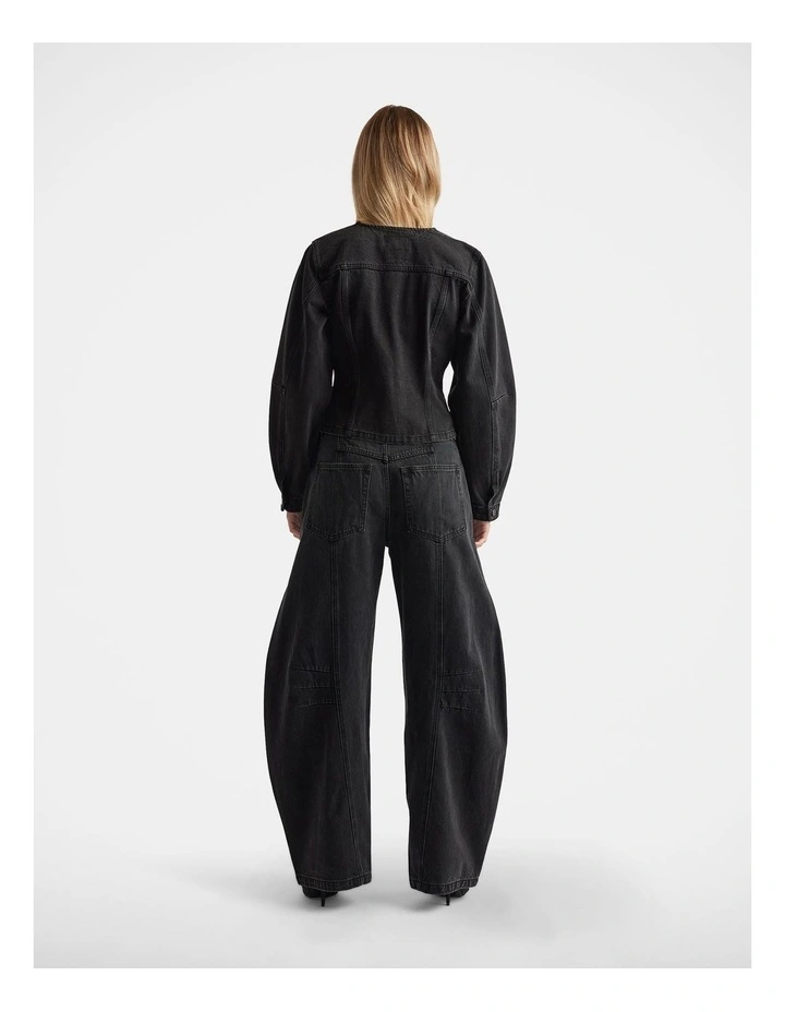 Amaya Barrel Denim Jacket in Black image 2