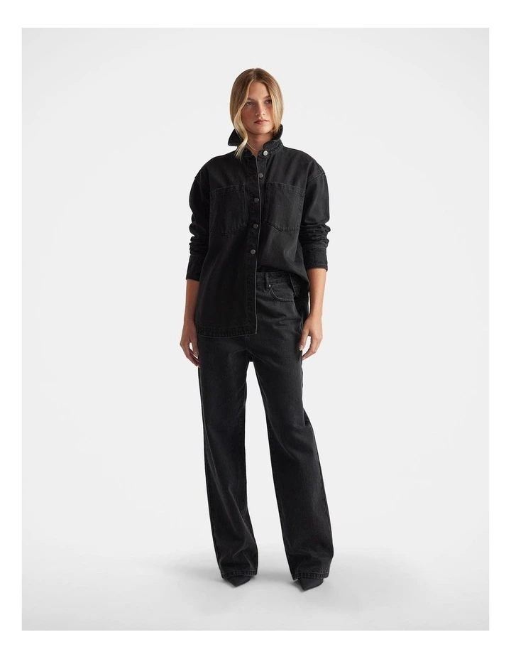 Ariana Denim Shirt in Black image 1