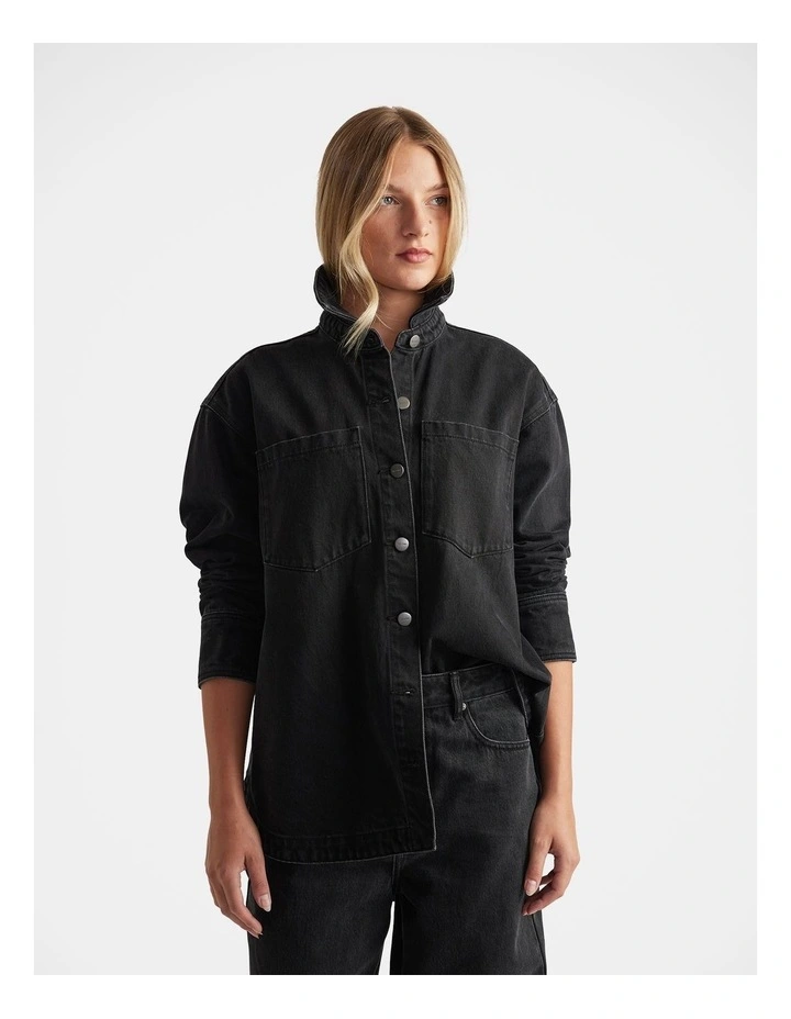 Ariana Denim Shirt in Black image 3