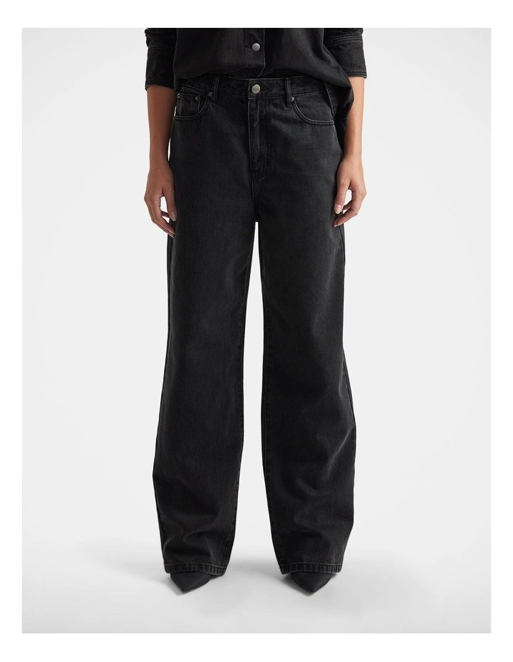 Ariana Straight Leg Jeans in Black image 3