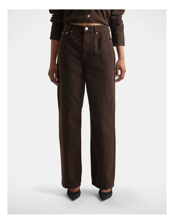Ariana Straight Leg Jeans in Brown image 3