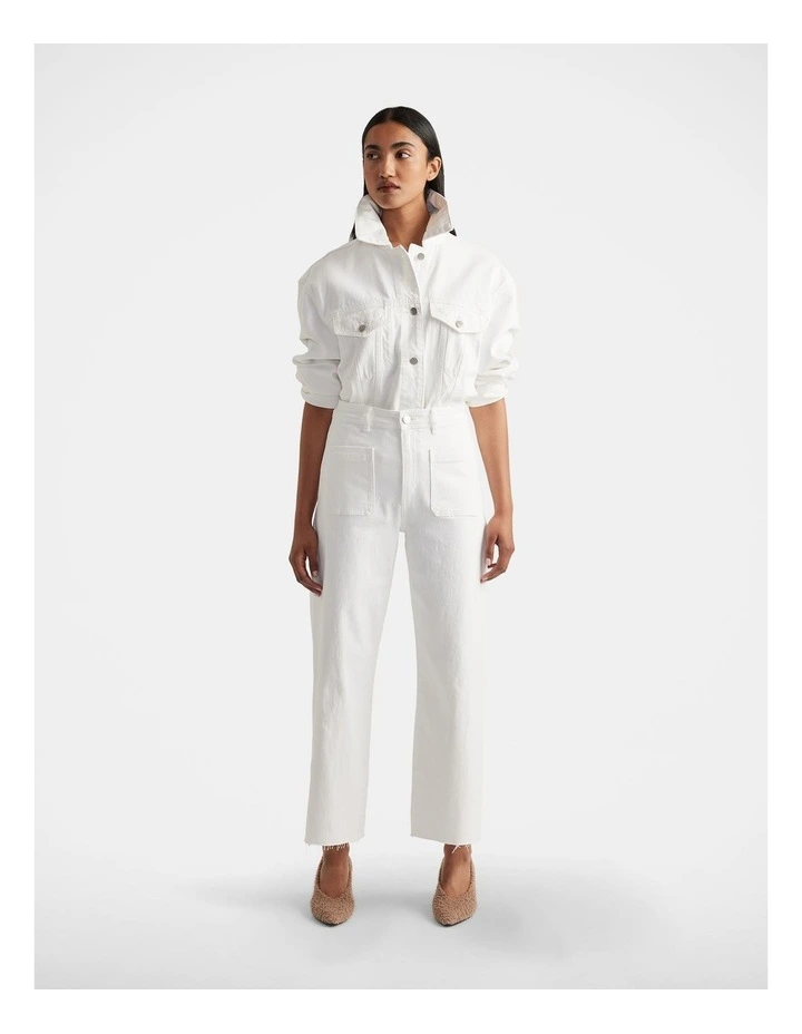 Darcy Cropped Wide Leg Jeans in White image 1