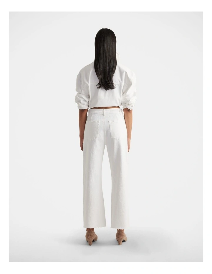 Darcy Cropped Wide Leg Jeans in White image 2