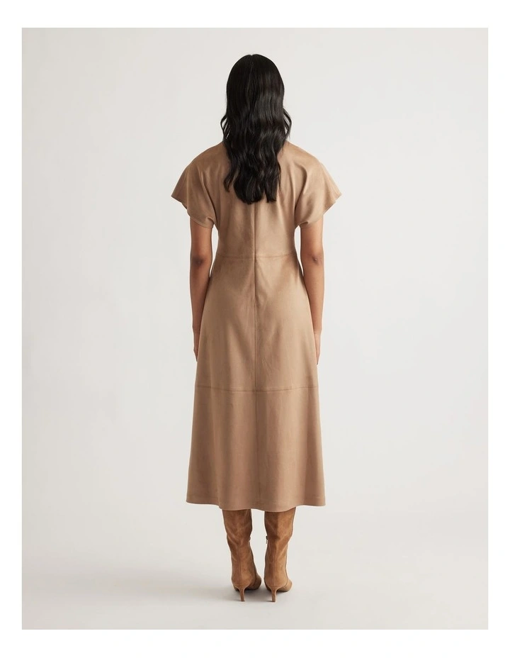 Clara Suede Midi Dress in Brown image 2