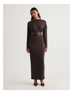 Tahlia Cinched Maxi Dress in Brown