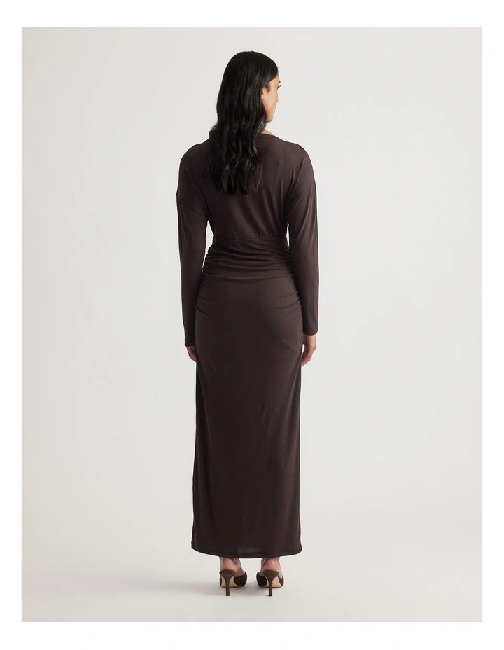 Tahlia Cinched Maxi Dress in Brown image 2