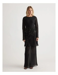 Chelsea Georgette Mini Dress in Black