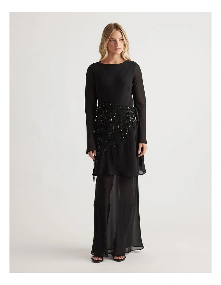 Chelsea Georgette Mini Dress in Black image 1