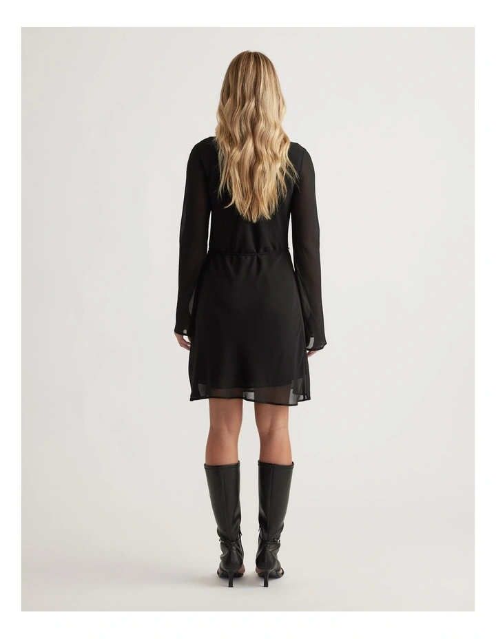 Chelsea Georgette Mini Dress in Black image 2