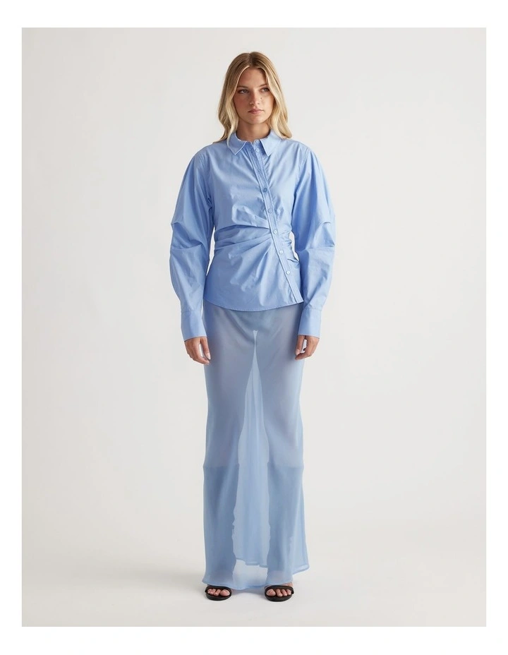 Rhian Balloon Sleeve Shirt in Blue image 1
