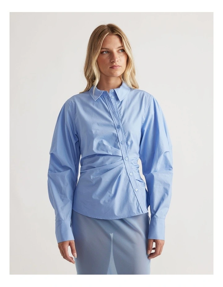 Rhian Balloon Sleeve Shirt in Blue image 3