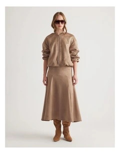 Eden Faux Suede Midi Skirt in Dove Grey