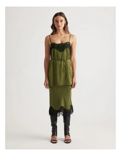 Sophia Lace Skirt in Pesto