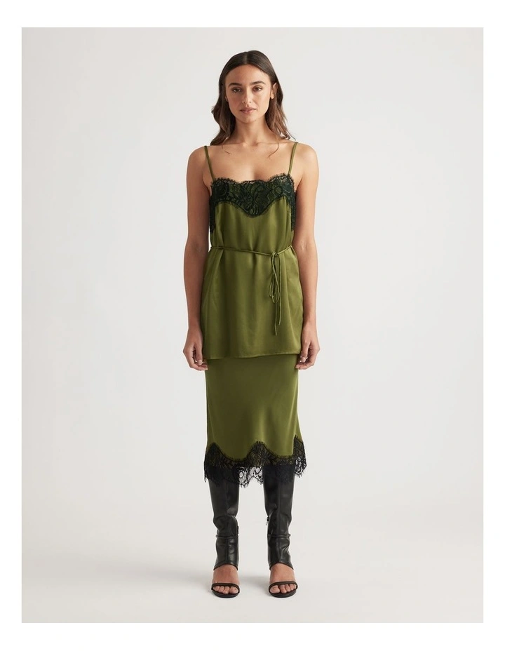 Sophia Lace Skirt in Pesto image 1