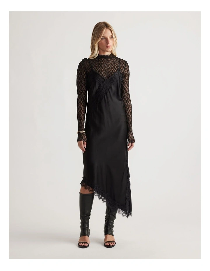 Karla Lace Midi Dress in Black image 1
