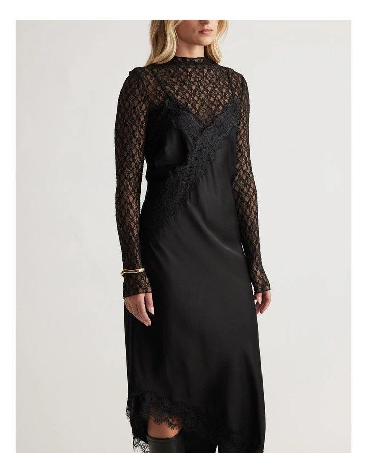 Karla Lace Midi Dress in Black image 3