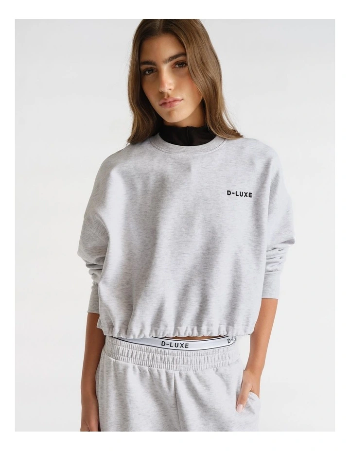D-Luxe Logo Crop Sweat in Grey image 3