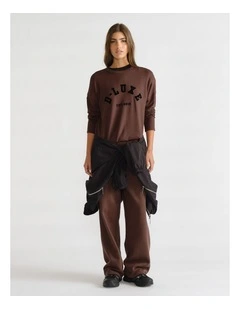 Long Sleeve Logo Top in Walnut