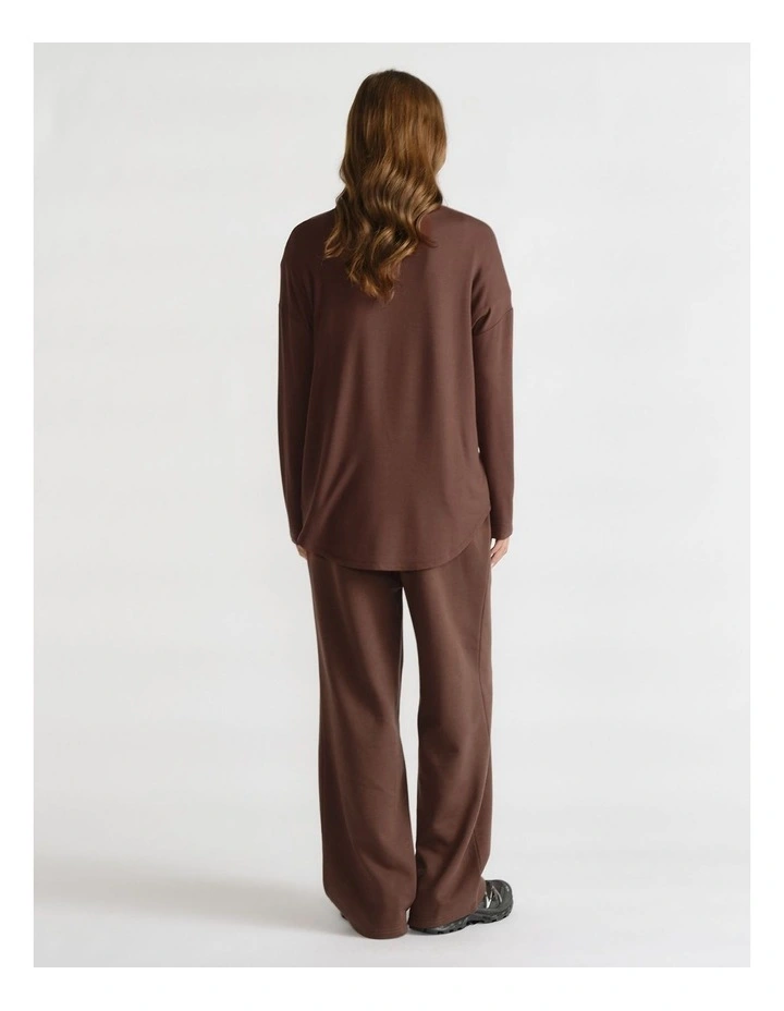Long Sleeve Logo Top in Walnut image 2
