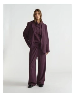 Pinstripe Blazer in Midnight Cherry