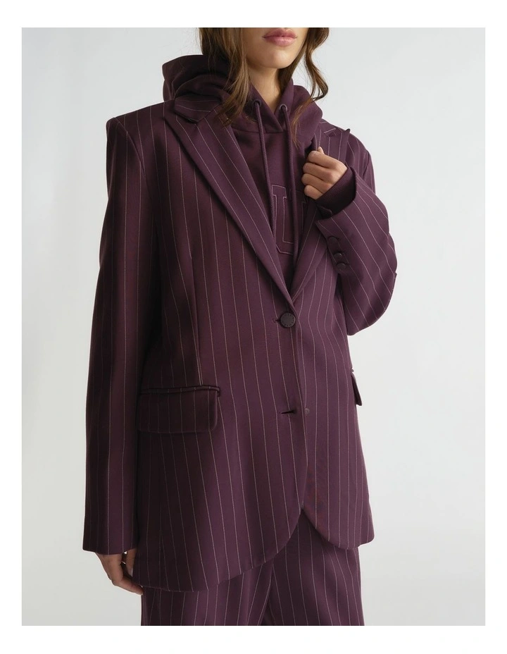 Pinstripe Blazer in Midnight Cherry image 3